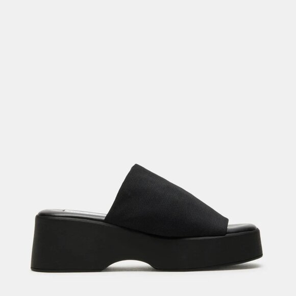 Steve Madden Slinky Size 8 Black Platform Slide Sandals - Picture 3 of 13